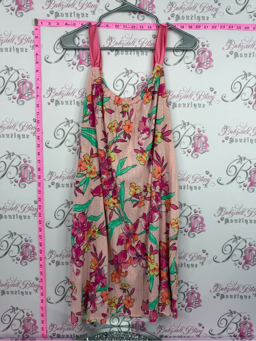 Jaclyn Smith Pink Floral Summer Dress with Multicolor Blooms